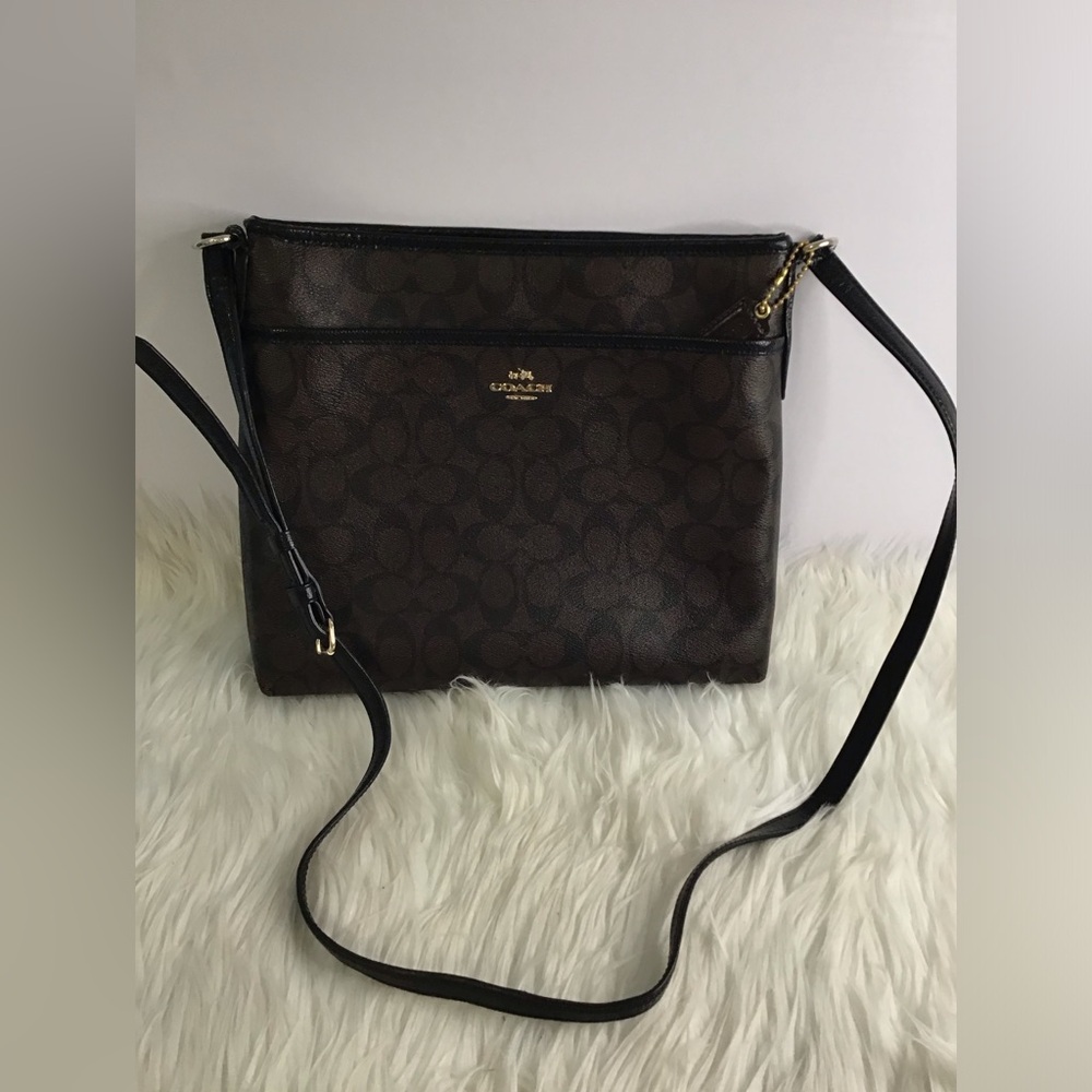 Coach Rowan File Bag Signature Shoulderbag Crossbody Black/Brown - Picture 16 of 16